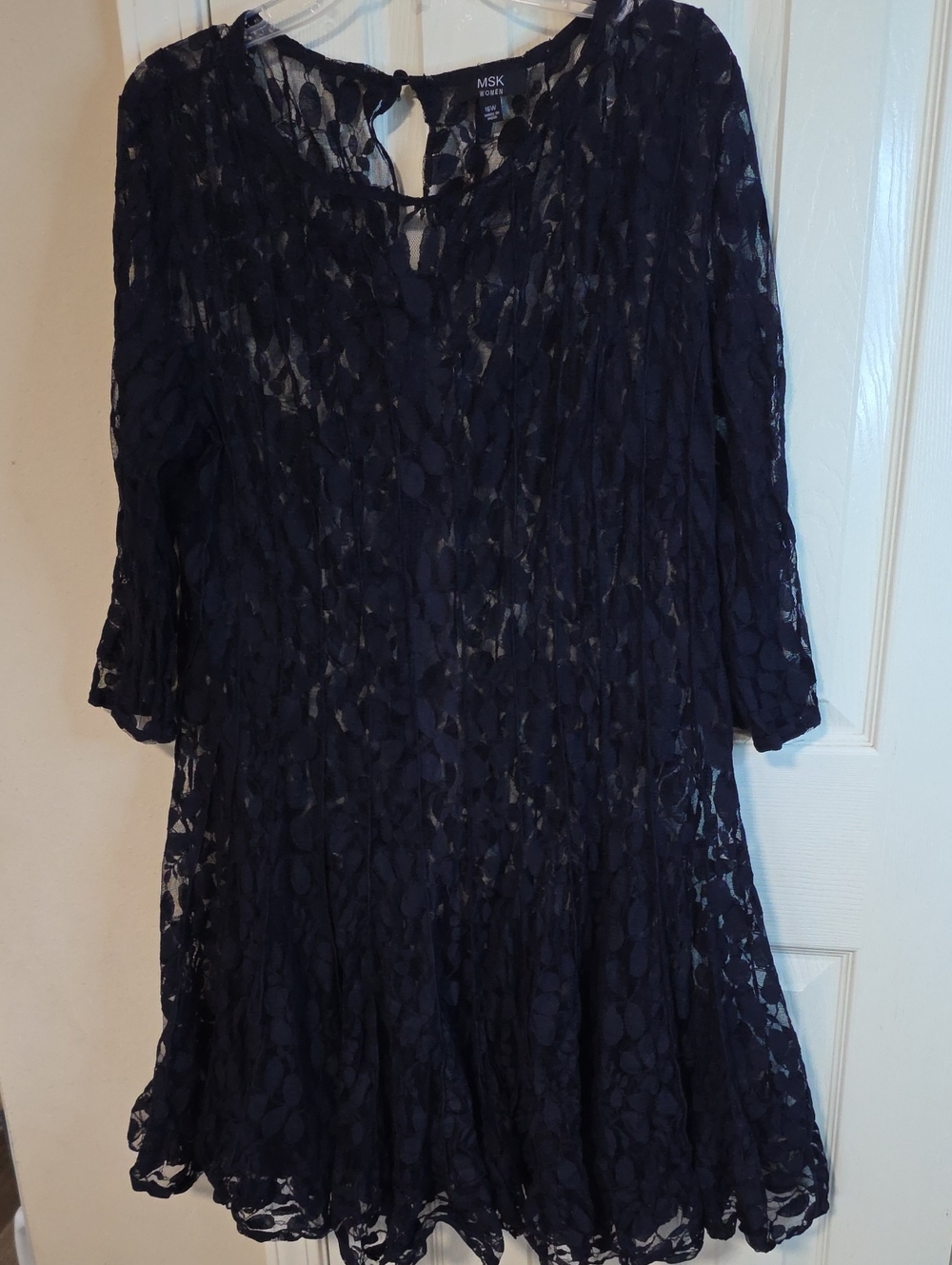 MSK Navy Lace A-Line Dress Overlay Dress. A Touch Of Exotic Elegance.